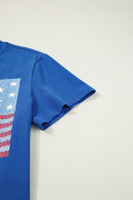 Real Teal American Flag Pattern Crewneck Tee