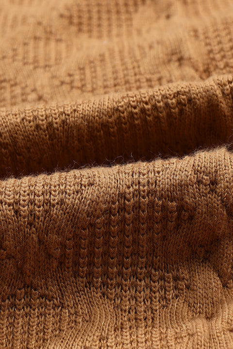 Camel Cable Knit Flap Pocket Shacket