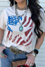 American Flag Star Graphic Print Crew Neck T Shirt