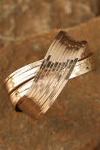 Gold Textured Crossover Metal Cuff Bracelet