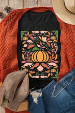 Black Abstract Pumpkin Graphic Crewneck Thanksgiving T Shirt