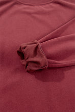 Burgundy Plain Drop Shoulder Crewneck Pullover Sweatshirt