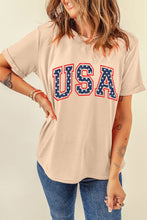 Khaki Starry USA Lettering Independent Day T-shirt