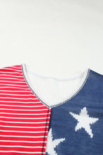 Multicolor Stripes Stars Print Knit Short Sleeves Top