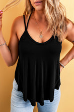 Black Exposed Seam Detail Double Straps Tank Top