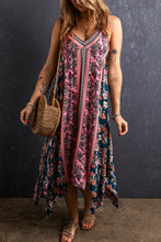 Pink Bohemian Floral Patchwork Print Long Sundress