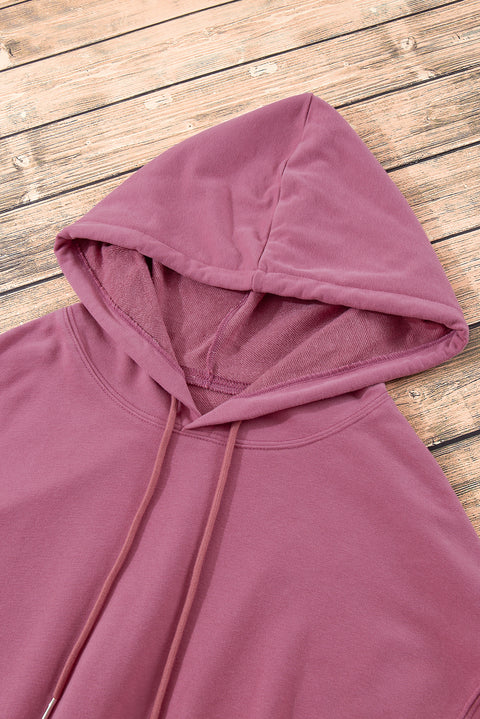 Valerian Solid Kangaroo Pocket Drawstring Loose Fit Hoodie