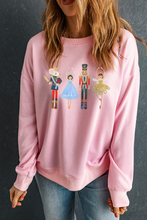 Pink Christmas Nutcracker Fairy Printed Pullover Sweatshirt