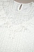 White Guipure Lace Crochet Keyhole Back Tank Top