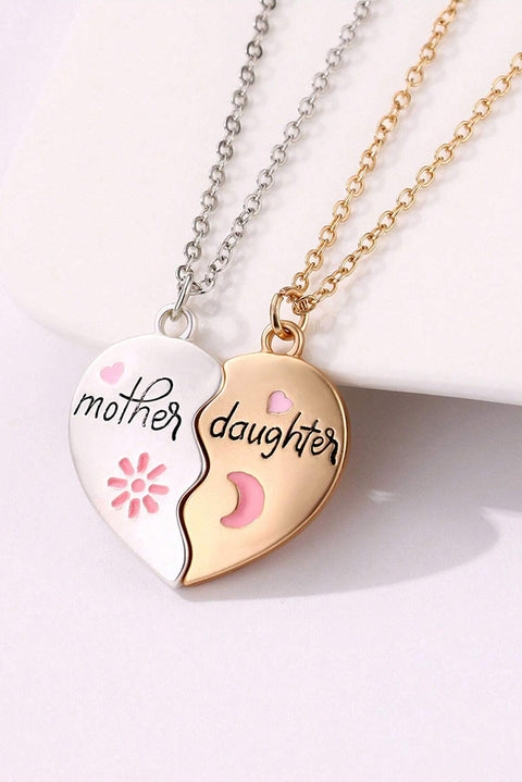 White 2pcs Mother & Daughter Magnetic Heart Necklace