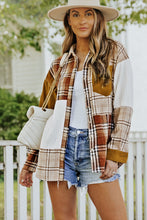 Plaid Color Block Patchwork Shirt Jacket with Pocket