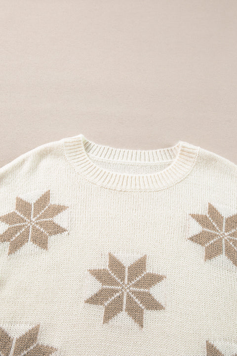 White Snowflake Christmas Tunic Sweater