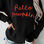 Black Hello Pumpkin Graphic Sweater