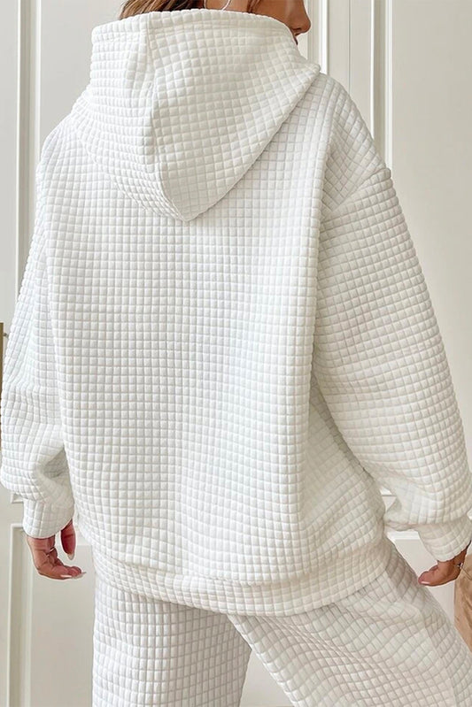 White MERRY AND BRIGHT Lattice Texture Hoodie