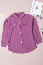 Solid Pocket Long Sleeve Button-up Shirt