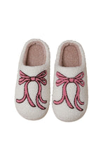 White Bow Knot Pattern Plush Warm Slippers