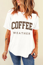 White COFFEE WEATHER Round Neck Graphic T Shirt