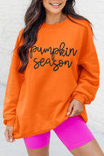 Russet Orange Glittering Pumpkin Season Graphic Drop Shoulder Pullover Sweatshirt