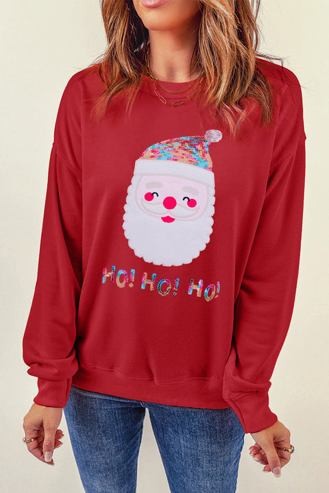 Sudadera roja de Papá Noel con lentejuelas HO HO HO