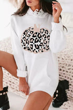 Halloween Pumpkin Leopard Hooded Sweatshirt Dress