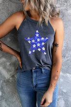 Blue Sequin Star Graphic Shift Tank Top