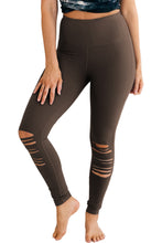 Dark Brown Cut-out Skinny High Waist Leggings