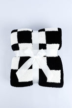 Color black Plush Checkered Print Sofa Blanket 127*152cm