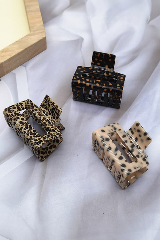 Parchment Leopard Print Cutout Square Claw Clip