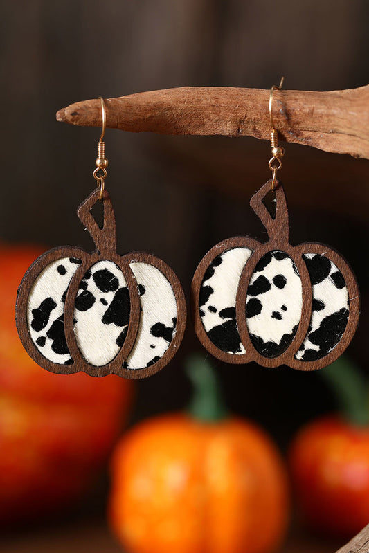 Pendientes colgantes con forma de calabaza con estampado animal multicolor 