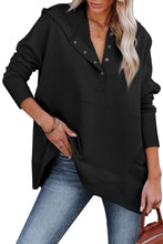 Batwing Sleeve Pocketed Henley Hoodie