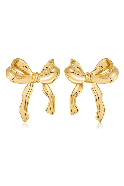 Gold Elegant Bow Design Studded Earrings