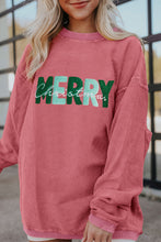 Strawberry Pink MERRY Christmas Corded Pullover Sweatshirt