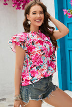 Ruffle Flutter Sleeve Floral Print Blouse