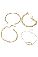 Gold Rhinestone Decor Twist Adjustable Chain Bracelets