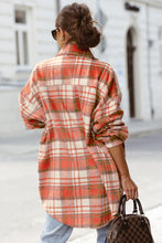 Sky Blue Plaid Flap Pocket Long Sleeve Shacket