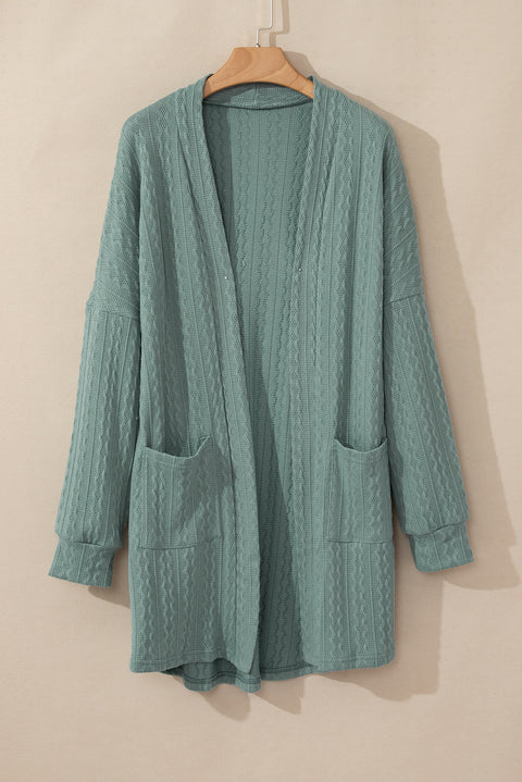 Canton Textured Knit Side Pockets Open Front Cardigan