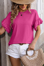 Bright Pink Ruffle Sleeve Textured Top