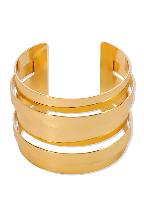 Gold Minimalist Multi Layered Opening Alloy Bangle