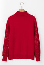 Racing Red Merry Graphic Sequin Sleeve Turtleneck Sweater