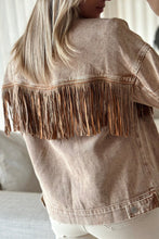 Brown Rhinestone Fringed Cowgirl Fashion Denim Jacket