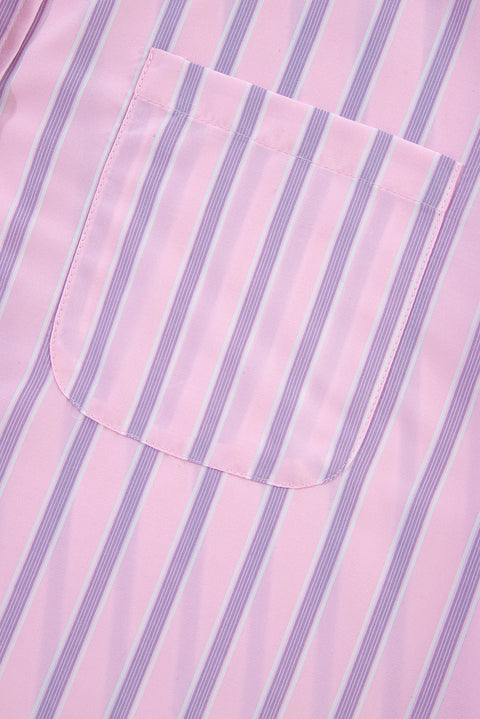 Pink Stripe Chest Pocket Casual Shirt