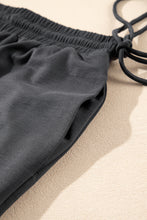 Dark Grey Drawstring Side Crewneck Tee and Loose Pants Set