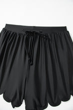 Black Scalloped Trim Beach Shorts