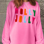 Bonbon Chenille Holly Jolly Graphic Long Sleeve Top