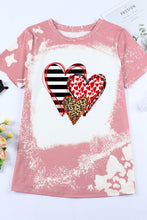 Love Always Heart Leopard Bleached Print Graphic T Shirt