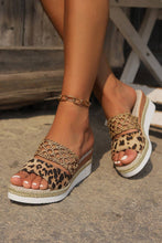 Chestnut Leopard Print Braided Details Wedge Slippers