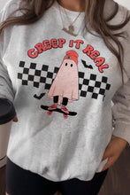 Light Grey Creep It Real Ghost Print Plus Size Sweatshirt