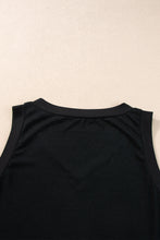 Black Ribbed V Neck Tank