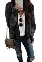 Black Chunky Waffle Knit Oversized Collar Cardigan