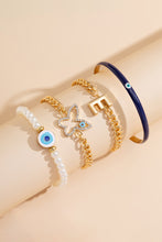 Gold 4pcs Pearled Chain Bracelet Set